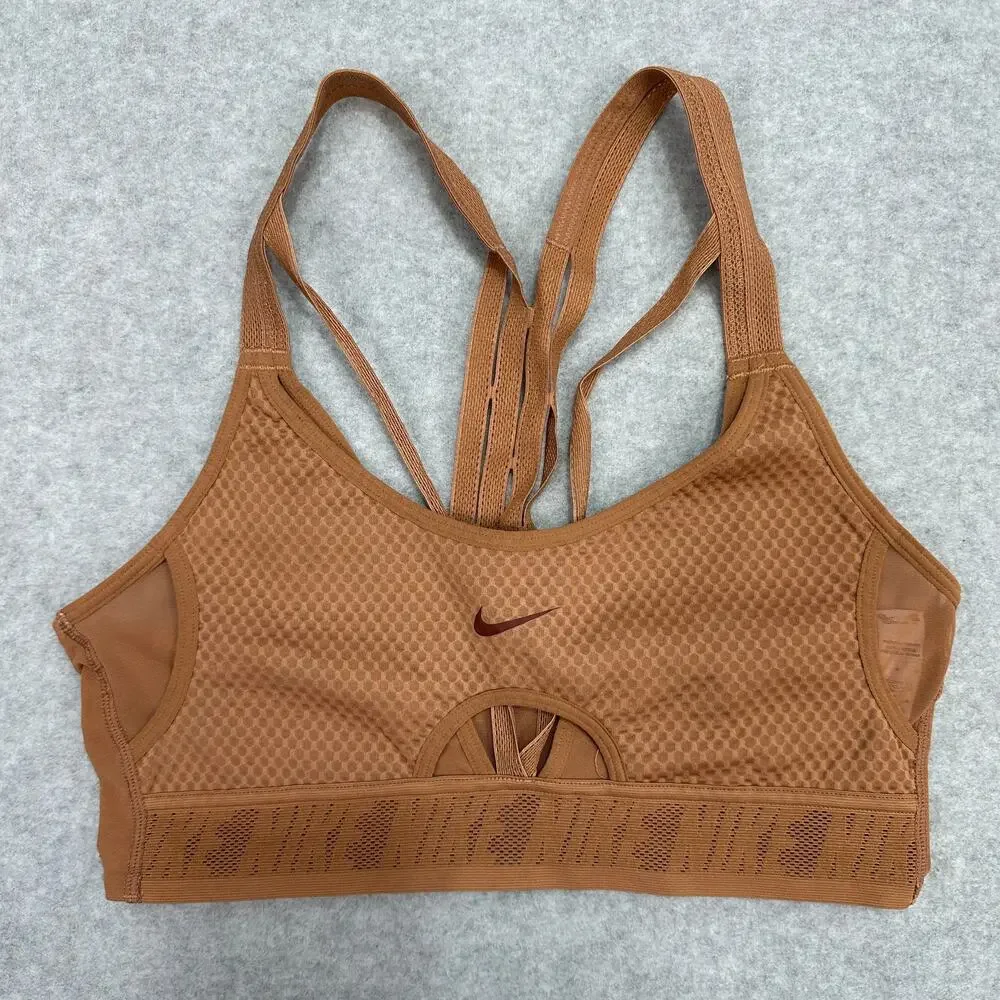 Nike Dri Fit Indy Sports Bra WMNS M Orange Strappy Light Support Athleisure